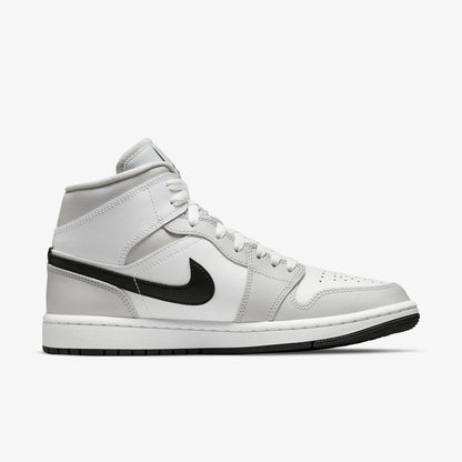 Air Jordan 1 Mid 'Light Smoke Grey' (2021) (Womens) [BQ6472-015] Athletic Basketball Sports Sneakers in Grey Fog / Black - White for Unisex Adult Female Ladies Girls WMNS - AVBL MRKT (4)