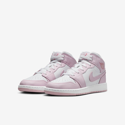Air Jordan 1 Mid 'Pink Foam / Fire Red' (2024) (GS) [DQ8423-608] Athletic Basketball Sports Sneakers in for Unisex Youth Kids Boys Girls WMNS - AVBL MRKT (1)
