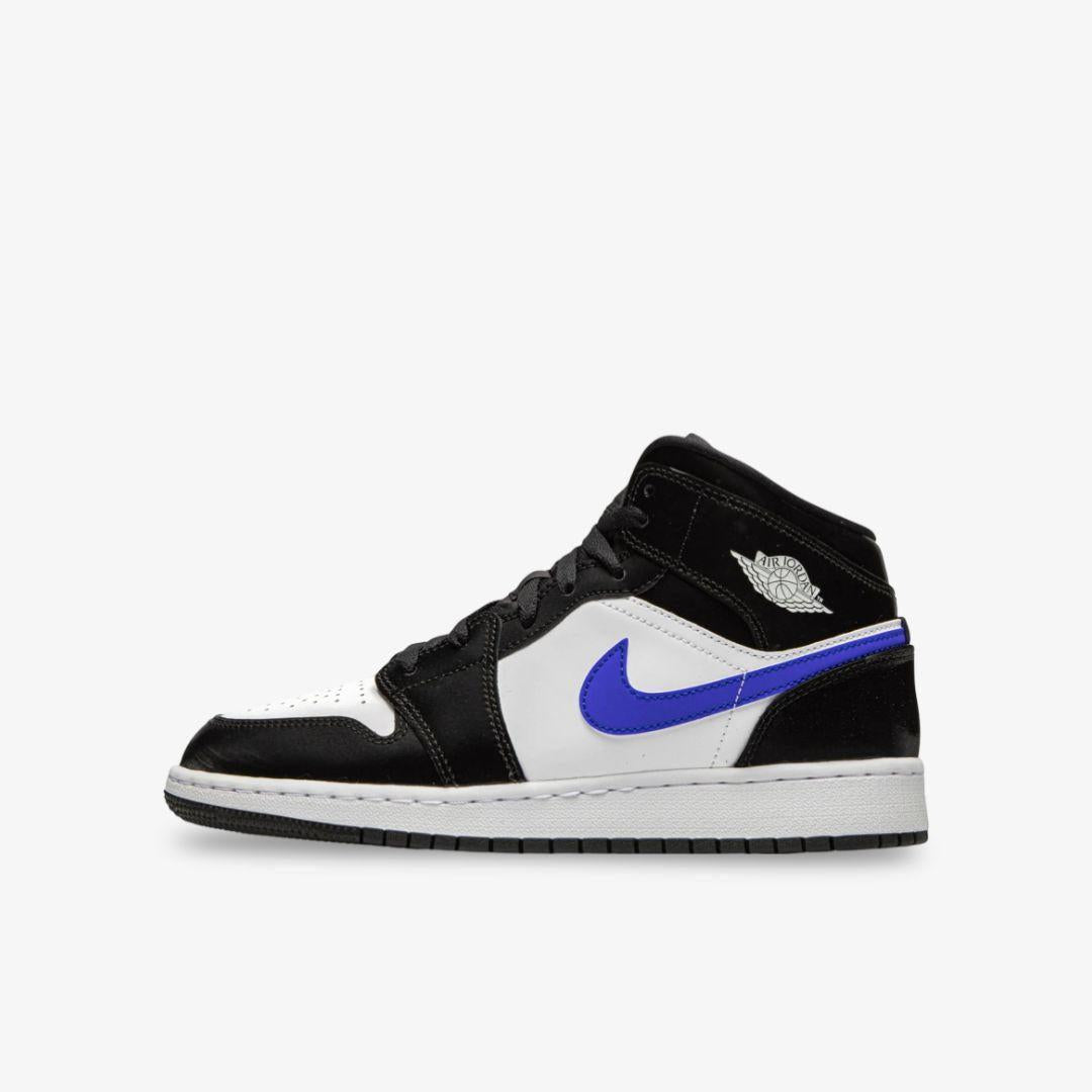 Air Jordan 1 Mid 'Racer Blue' (2021) (GS) [554725-084] Athletic Basketball Sports Sneakers in Black / Racer Blue - White for Unisex Youth Kids Junior Boys Girls - AVBL MRKT (2)