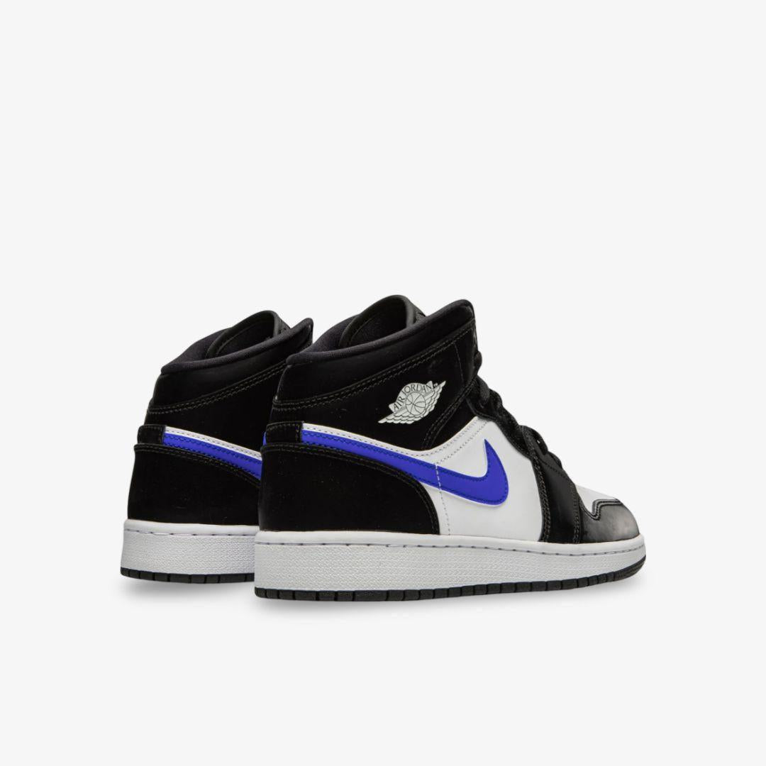 Air Jordan 1 Mid 'Racer Blue' (2021) (GS) [554725-084] Athletic Basketball Sports Sneakers in Black / Racer Blue - White for Unisex Youth Kids Junior Boys Girls - AVBL MRKT (4)