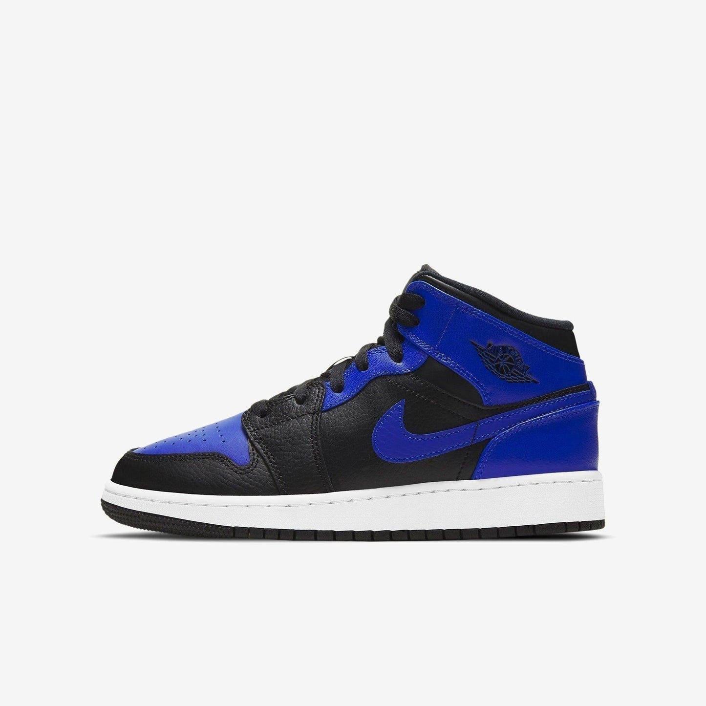 Air Jordan 1 Mid 'Royal' (2021) (GS) [554725-077] Athletic Basketball Sports Sneakers in Black / Hyper Royal - White for Unisex Youth Kids Junior Boys Girls - AVBL MRKT (2)
