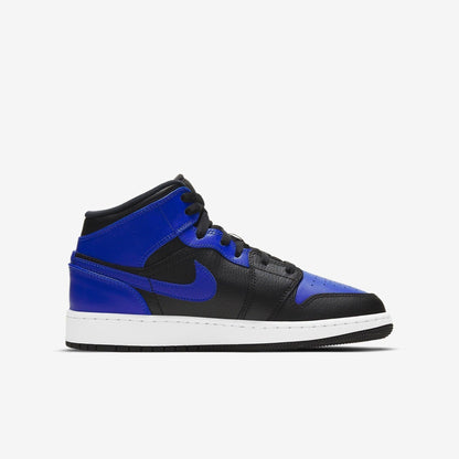 Air Jordan 1 Mid 'Royal' (2021) (GS) [554725-077] Athletic Basketball Sports Sneakers in Black / Hyper Royal - White for Unisex Youth Kids Junior Boys Girls - AVBL MRKT (4)
