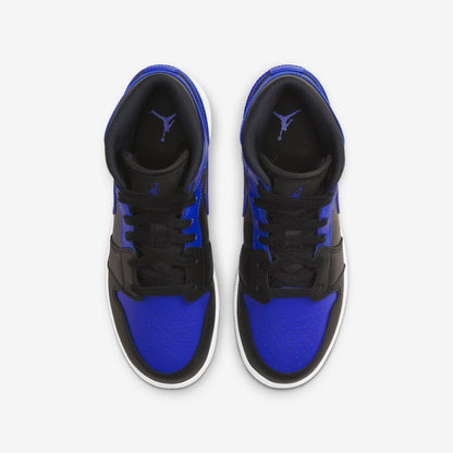 Air Jordan 1 Mid 'Royal' (2021) (GS) [554725-077] Athletic Basketball Sports Sneakers in Black / Hyper Royal - White for Unisex Youth Kids Junior Boys Girls - AVBL MRKT (5)
