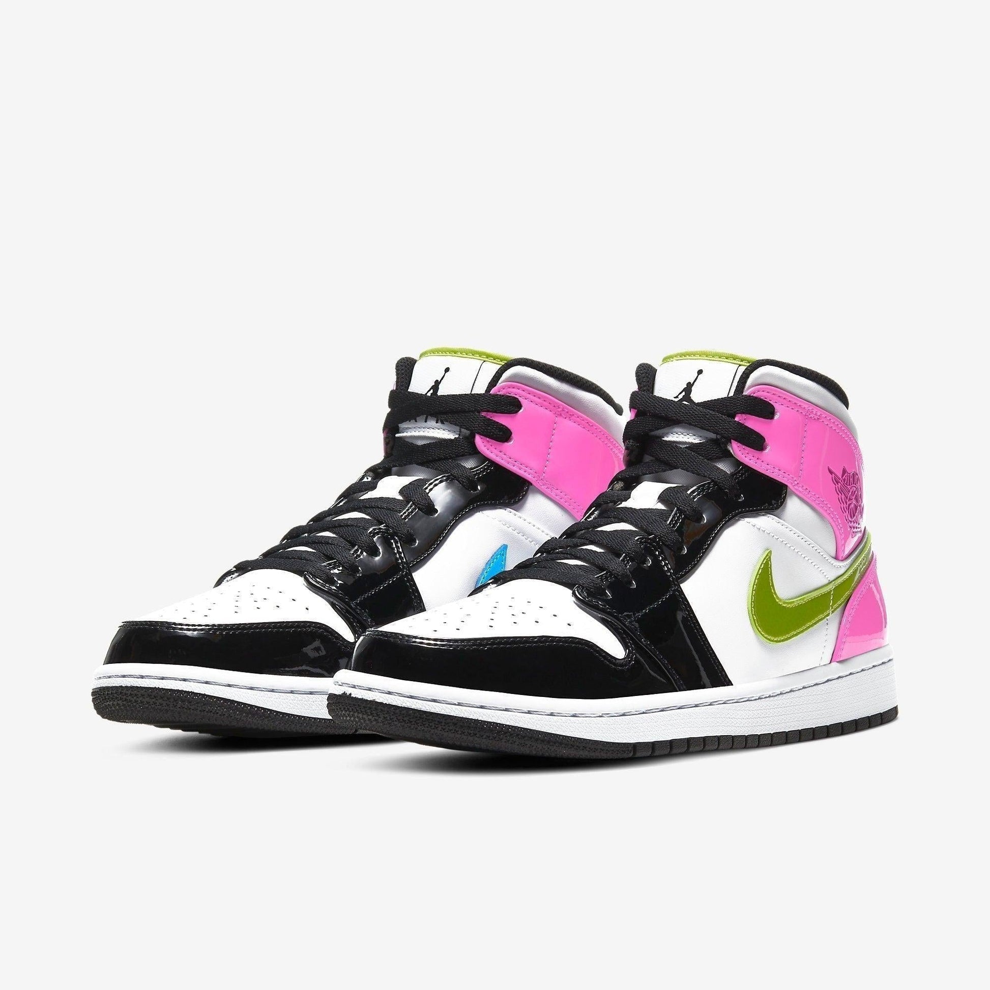 Air Jordan 1 Mid SE 'Cyber / Fuchsia' (2020) [CZ9834-100] Athletic Basketball Sports Sneakers in White / Cyber - Active Fuchsia - Black for Unisex Adult Mens - AVBL MRKT (1)