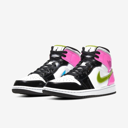 Air Jordan 1 Mid SE 'Cyber / Fuchsia' (2020) [CZ9834-100] Athletic Basketball Sports Sneakers in White / Cyber - Active Fuchsia - Black for Unisex Adult Mens - AVBL MRKT (1)