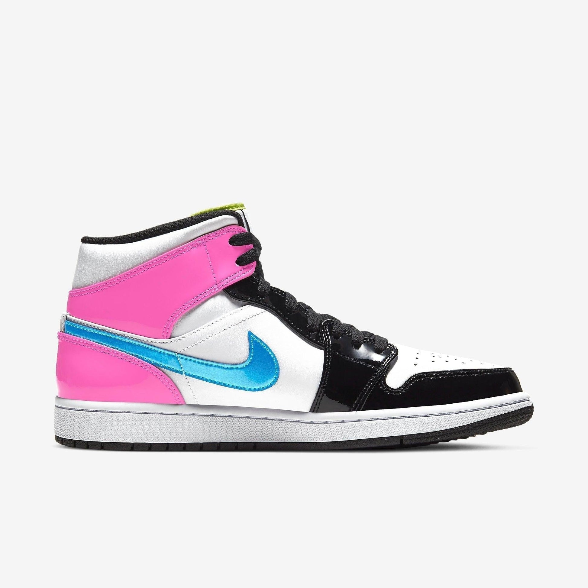 Air Jordan 1 Mid SE 'Cyber / Fuchsia' (2020) [CZ9834-100] Athletic Basketball Sports Sneakers in White / Cyber - Active Fuchsia - Black for Unisex Adult Mens - AVBL MRKT (4)