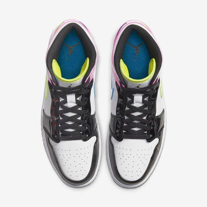 Air Jordan 1 Mid SE 'Cyber / Fuchsia' (2020) [CZ9834-100] Athletic Basketball Sports Sneakers in White / Cyber - Active Fuchsia - Black for Unisex Adult Mens - AVBL MRKT (5)