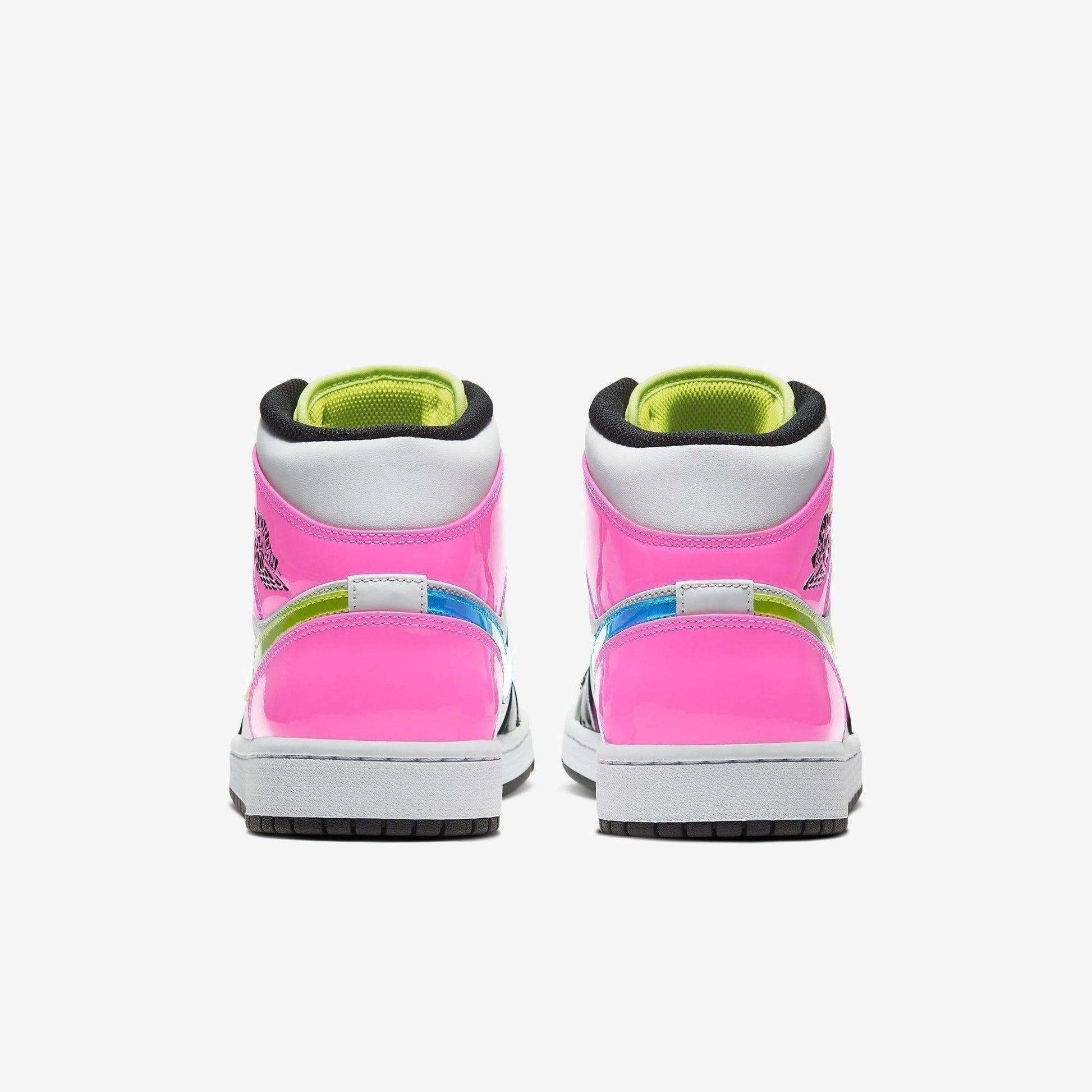 Air Jordan 1 Mid SE 'Cyber / Fuchsia' (2020) [CZ9834-100] Athletic Basketball Sports Sneakers in White / Cyber - Active Fuchsia - Black for Unisex Adult Mens - AVBL MRKT (6)