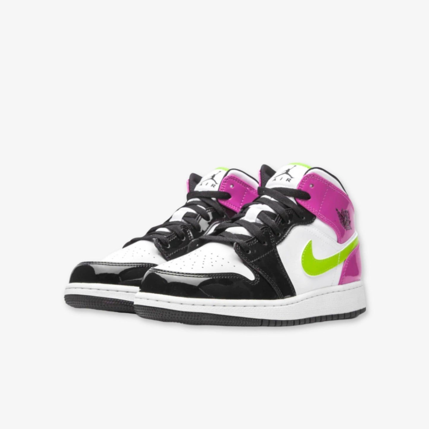 Air Jordan 1 Mid SE 'Cyber / Fuchsia' (2020) (GS) [CZ9835-100] Athletic Basketball Sports Sneakers in White / Cyber - Active Fuchsia - Black for Unisex Youth Kids Junior Boys Girls - AVBL MRKT (1)