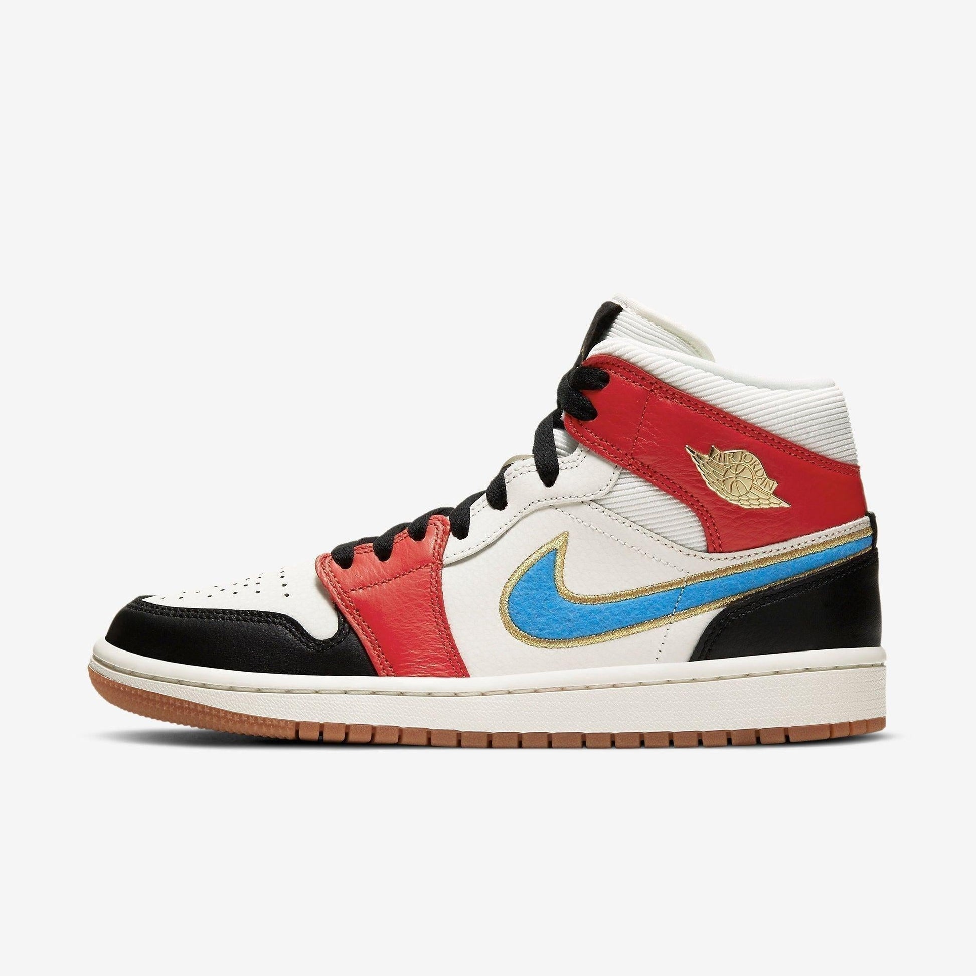 Air Jordan 1 Mid SE 'Let(Her)Man / Homecoming' (2020) (Womens) [DC1426-100] Athletic Basketball Sports Sneakers in Sail / Light Photo Blue - Chile Red for Unisex Adult Female Ladies Girls WMNS - AVBL MRKT (2)