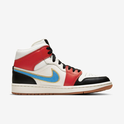 Air Jordan 1 Mid SE 'Let(Her)Man / Homecoming' (2020) (Womens) [DC1426-100] Athletic Basketball Sports Sneakers in Sail / Light Photo Blue - Chile Red for Unisex Adult Female Ladies Girls WMNS - AVBL MRKT (4)