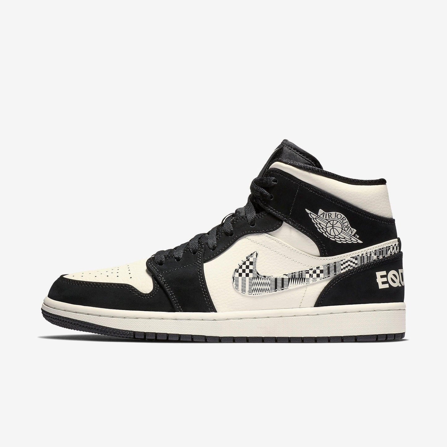 Air Jordan 1 Mid SE 'Melo Equality' (2019) [852542-010] Athletic Basketball Sports Sneakers in Black / Black - Sail - Wolf Grey for Unisex Adult Mens - AVBL MRKT (2)