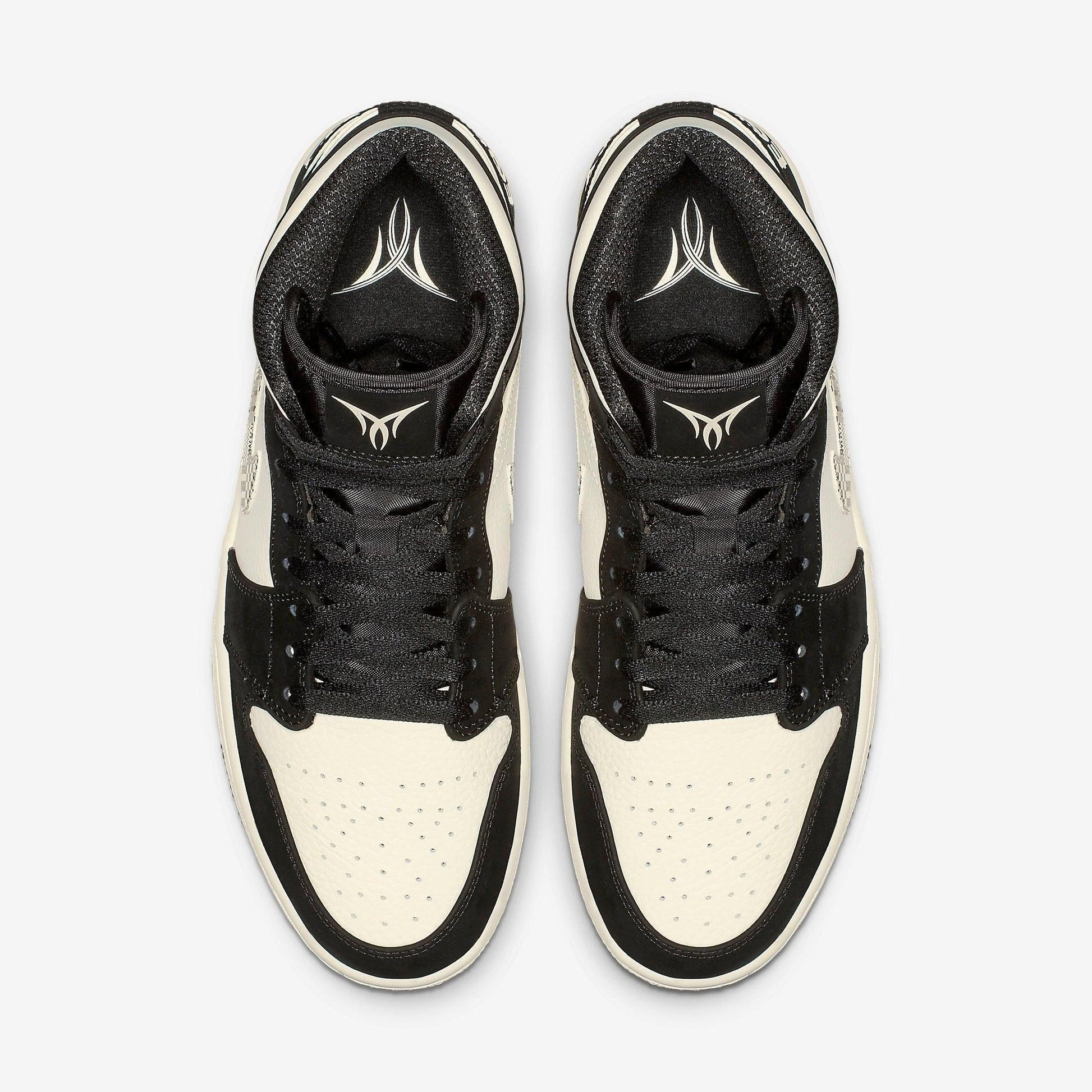 Air Jordan 1 Mid SE 'Melo Equality' (2019) [852542-010] Athletic Basketball Sports Sneakers in Black / Black - Sail - Wolf Grey for Unisex Adult Mens - AVBL MRKT (5)