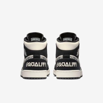Air Jordan 1 Mid SE 'Melo Equality' (2019) [852542-010] Athletic Basketball Sports Sneakers in Black / Black - Sail - Wolf Grey for Unisex Adult Mens - AVBL MRKT (6)