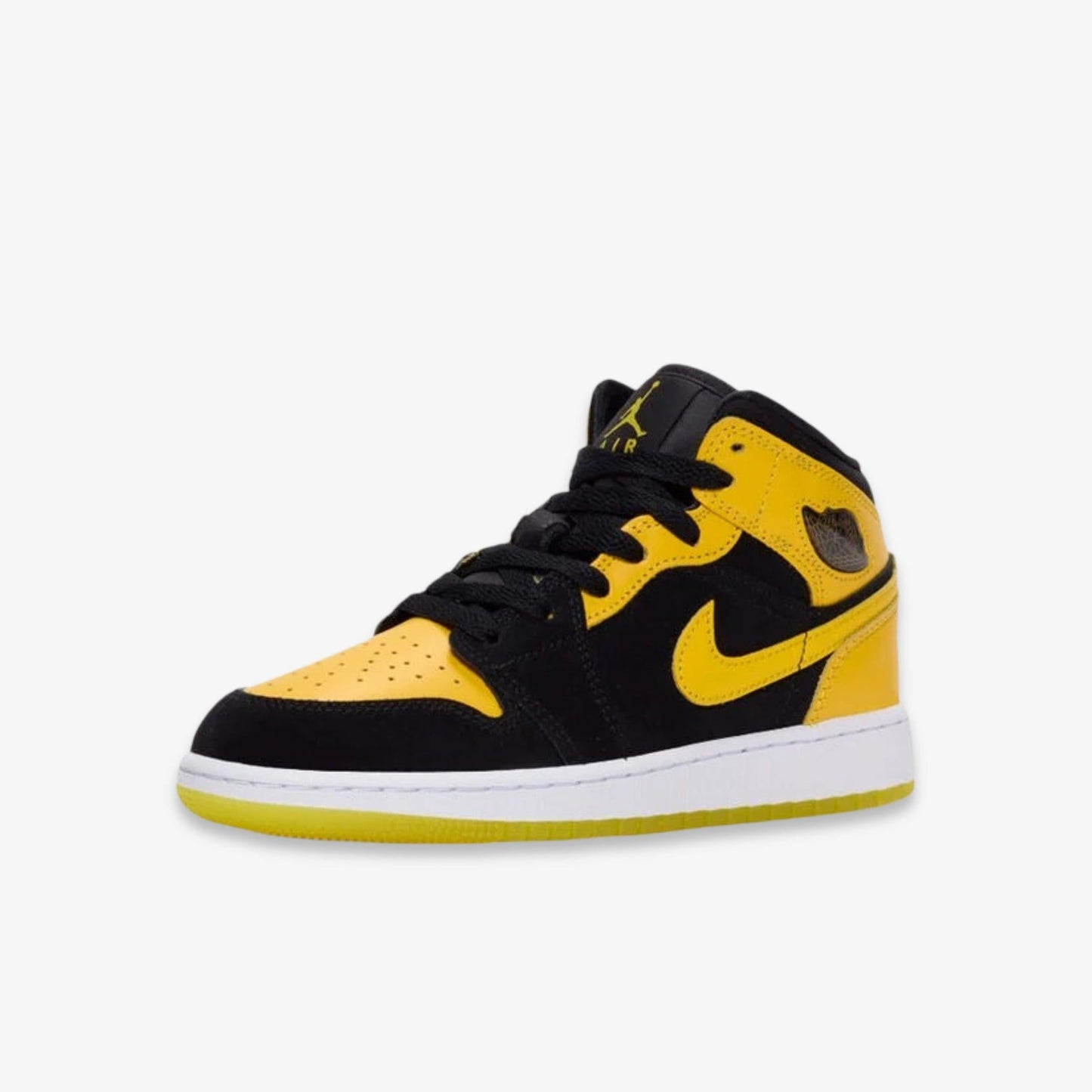 Air Jordan 1 Mid SE 'New Love / Varsity Maize' (2025) (GS) [HJ5940-071] Athletic Basketball Sports Sneakers in Black / Varsity Maize - White for Unisex Youth Kids Junior Boys Girls - AVBL MRKT (1)