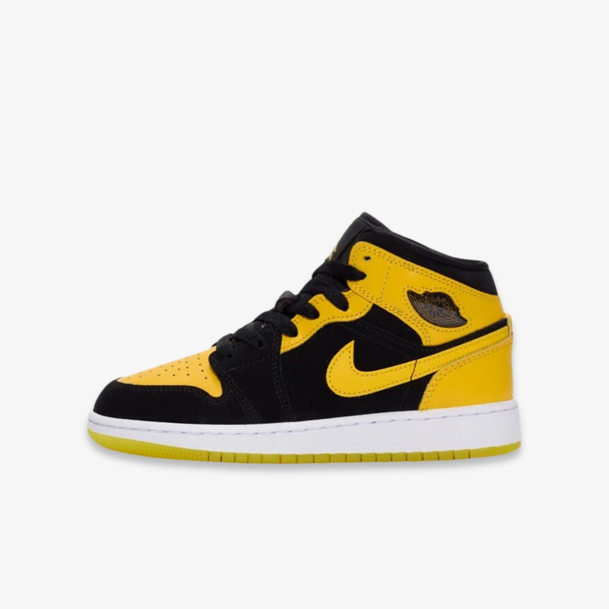 Air Jordan 1 Mid SE 'New Love / Varsity Maize' (2025) (GS) [HJ5940-071] Athletic Basketball Sports Sneakers in Black / Varsity Maize - White for Unisex Youth Kids Junior Boys Girls - AVBL MRKT (2)