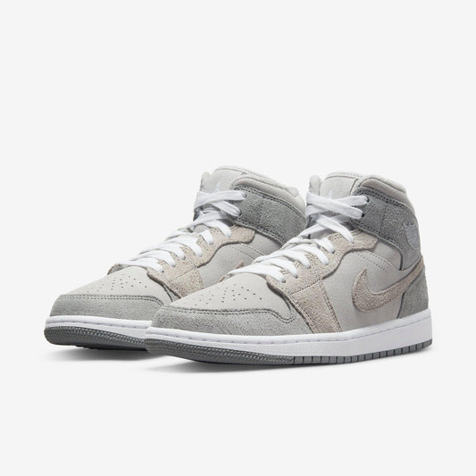 Air Jordan 1 Mid SE 'Particle Grey' (2022) (Womens) [DO7139-002] Athletic Basketball Sports Sneakers in Particle Grey / College Grey for Unisex Adult Female Ladies Girls WMNS - AVBL MRKT (1)