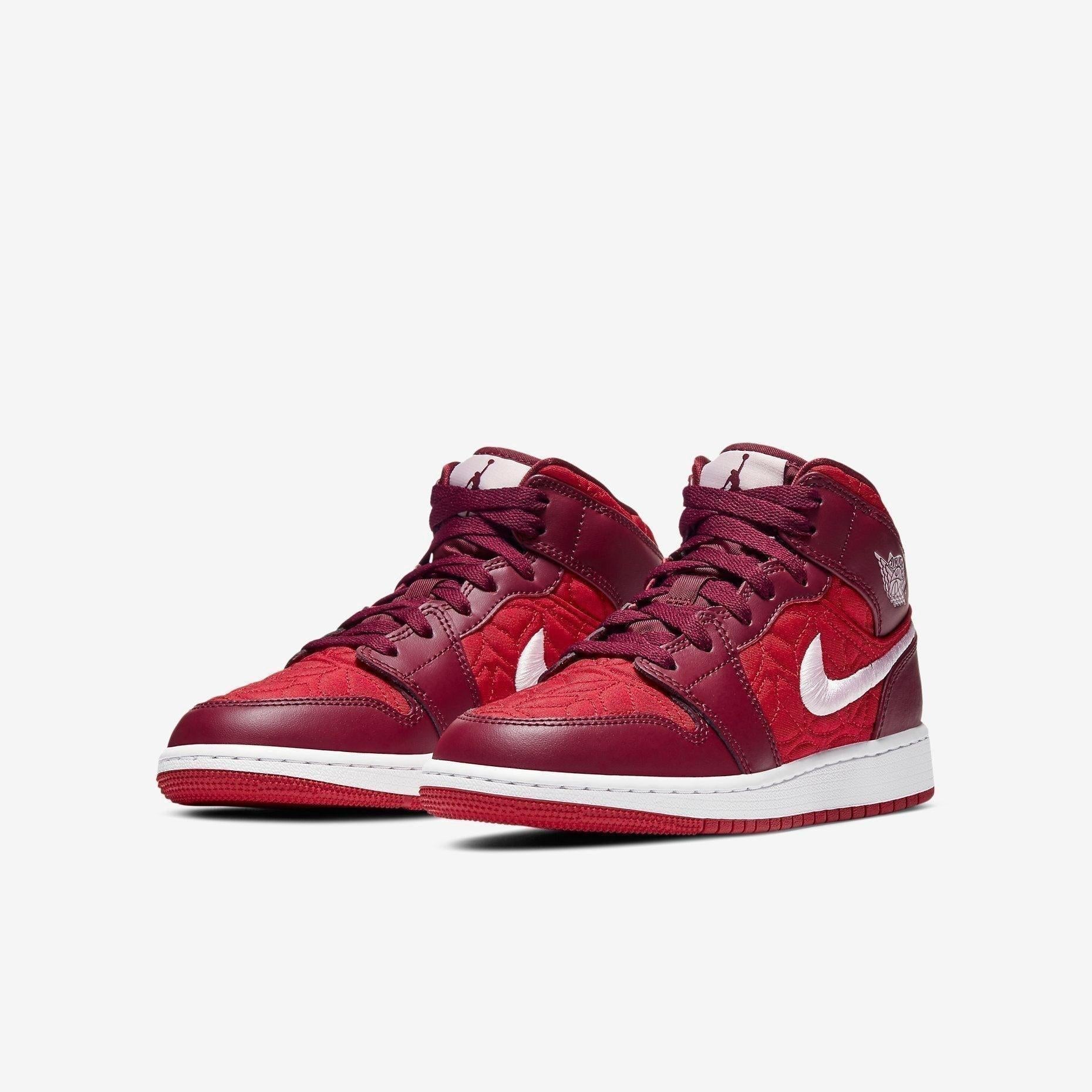 Air Jordan 1 Mid SE 'Red Quilt / Valentine's Day' (2020) (GS) [AV5174-600] Athletic Basketball Sports Sneakers in Gym Red / Pink Foam for Unisex Youth Kids Junior Boys Girls - AVBL MRKT (1)