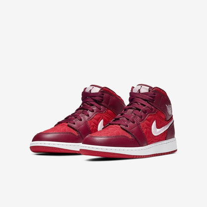 Air Jordan 1 Mid SE 'Red Quilt / Valentine's Day' (2020) (GS) [AV5174-600] Athletic Basketball Sports Sneakers in Gym Red / Pink Foam for Unisex Youth Kids Junior Boys Girls - AVBL MRKT (1)