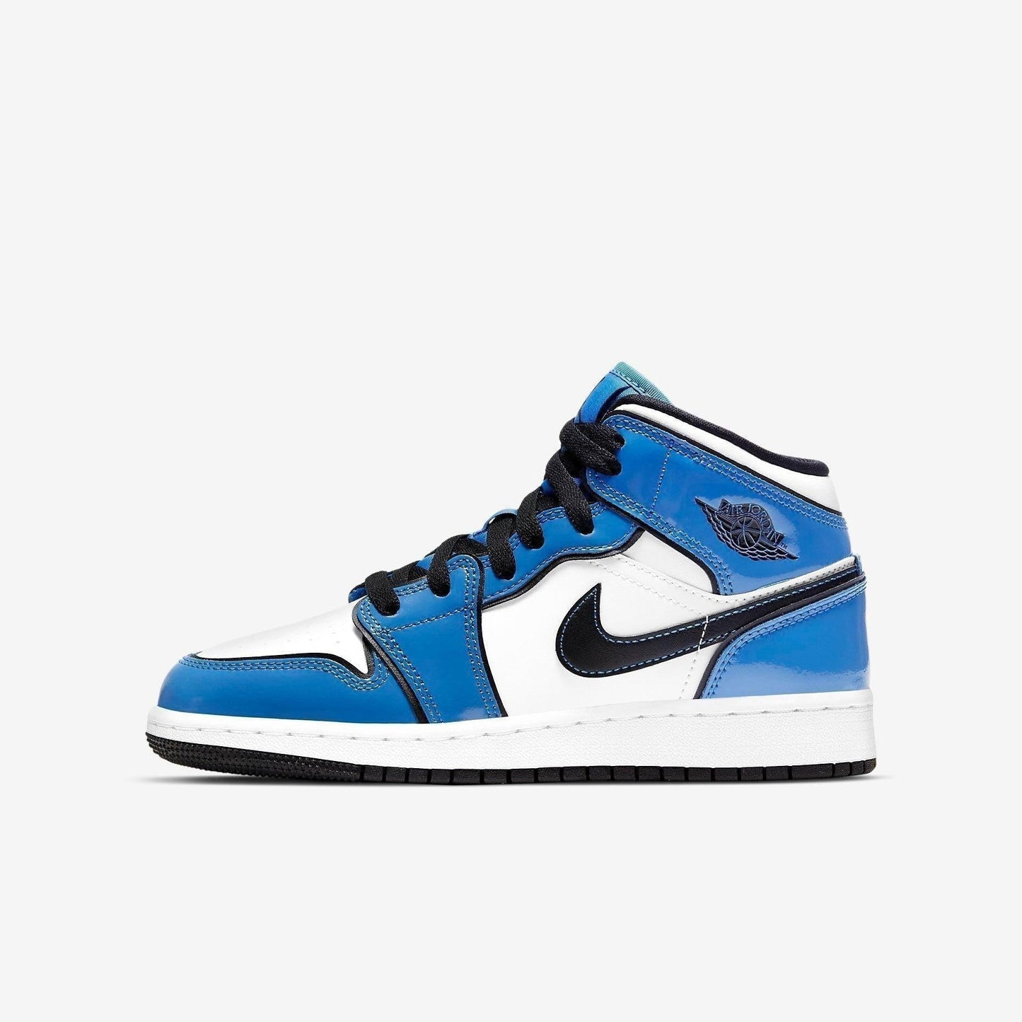 Air Jordan 1 Mid SE 'Signal Blue' (2021) (GS) [BQ6931-402] Athletic Basketball Sports Sneakers in Signal Blue / Black - White for Unisex Youth Kids Junior Boys Girls - AVBL MRKT (2)