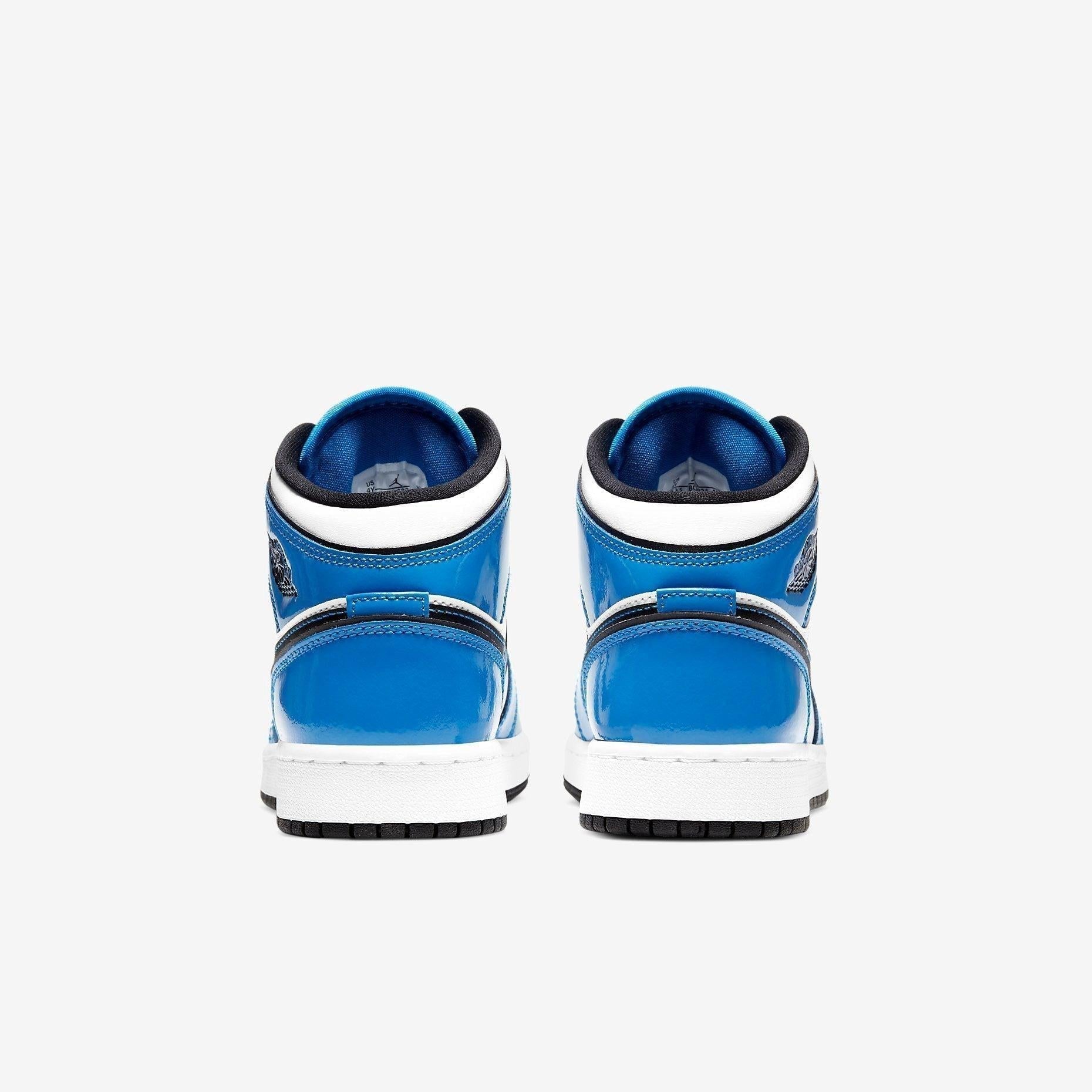 Air Jordan 1 Mid SE 'Signal Blue' (2021) (GS) [BQ6931-402] Athletic Basketball Sports Sneakers in Signal Blue / Black - White for Unisex Youth Kids Junior Boys Girls - AVBL MRKT (4)