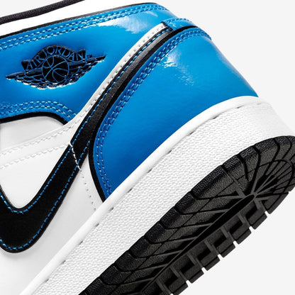Air Jordan 1 Mid SE 'Signal Blue' (2021) (GS) [BQ6931-402] Athletic Basketball Sports Sneakers in Signal Blue / Black - White for Unisex Youth Kids Junior Boys Girls - AVBL MRKT (6)