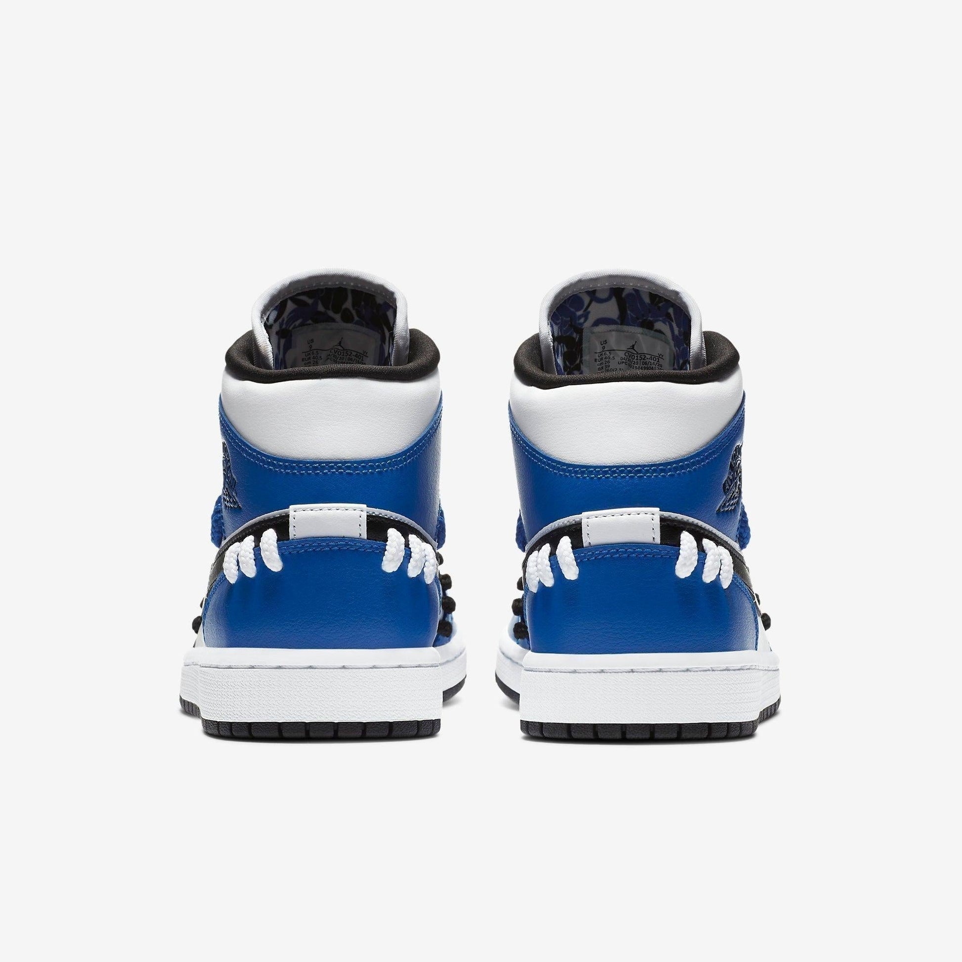 Air Jordan 1 Mid SE 'Sisterhood' (2020) (Womens) [CV0152-401] Athletic Basketball Sports Sneakers in Game Royal / Black - White for Unisex Adult Female Ladies Girls WMNS - AVBL MRKT (6)