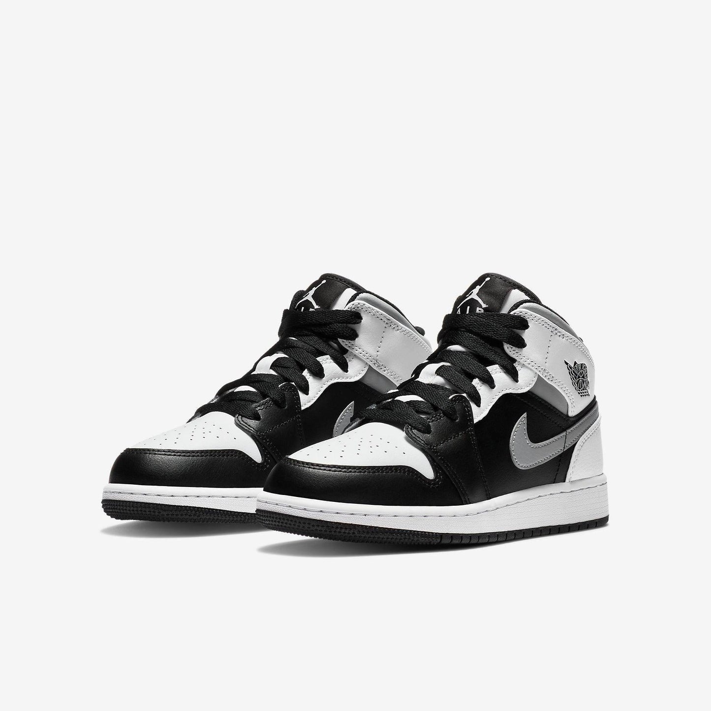 Air Jordan 1 Mid 'Shadow' (2020) (GS) [554725-073] Athletic Basketball Sports Sneakers in Black / White - Light Smoke Grey for Unisex Youth Kids Junior Boys Girls - AVBL MRKT (1)