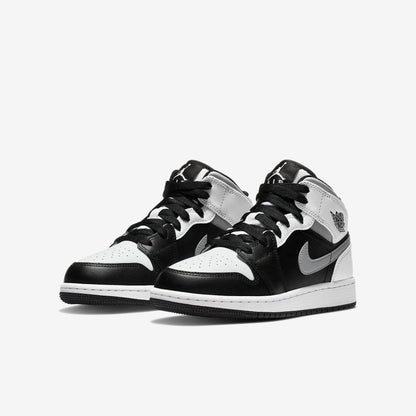 Air Jordan 1 Mid 'Shadow' (2020) (GS) [554725-073] Athletic Basketball Sports Sneakers in Black / White - Light Smoke Grey for Unisex Youth Kids Junior Boys Girls - AVBL MRKT (1)
