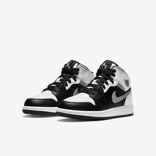 Air Jordan 1 Mid 'Shadow' (2020) (GS) [554725-073] Athletic Basketball Sports Sneakers in Black / White - Light Smoke Grey for Unisex Youth Kids Junior Boys Girls - AVBL MRKT (1)
