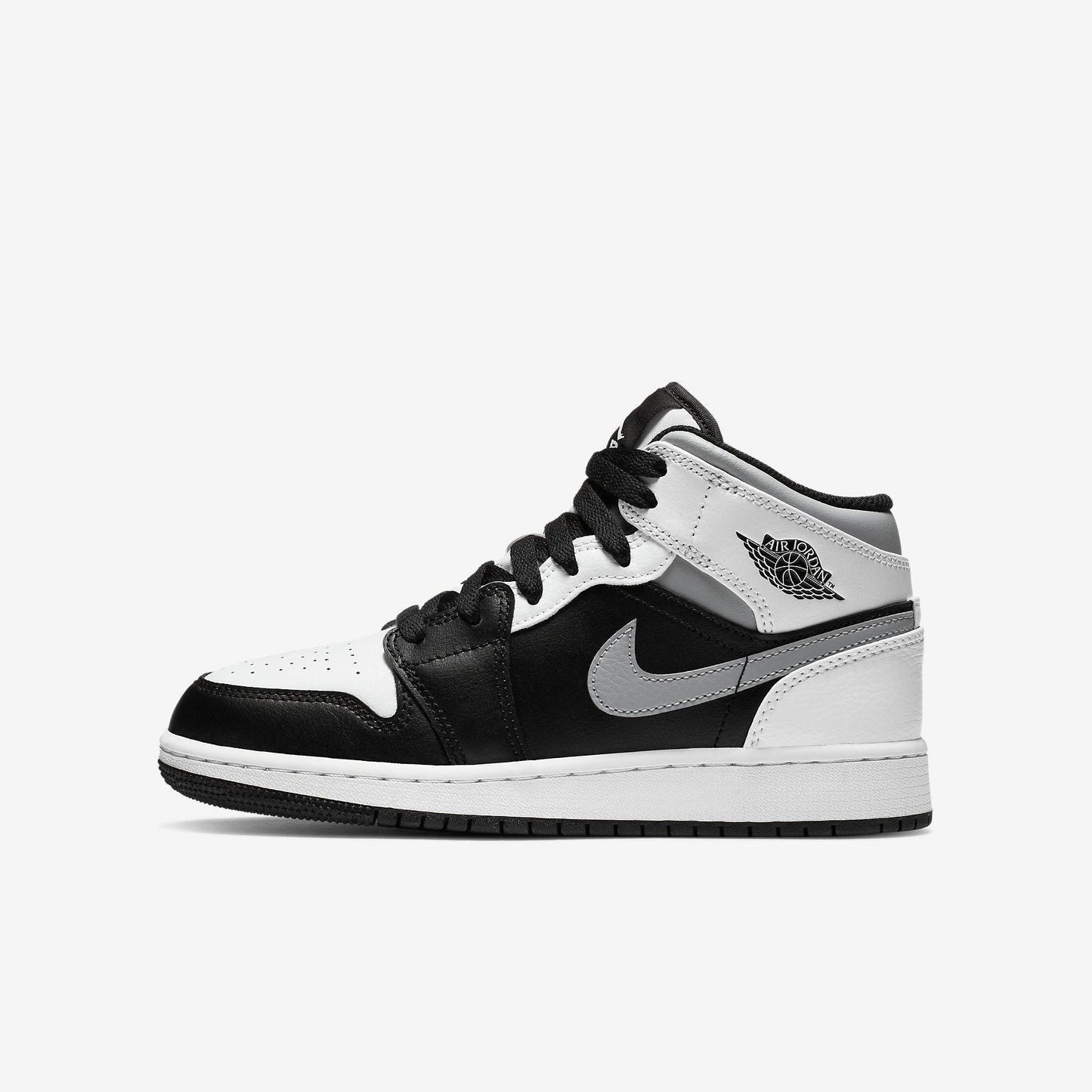 Air Jordan 1 Mid 'Shadow' (2020) (GS) [554725-073] Athletic Basketball Sports Sneakers in Black / White - Light Smoke Grey for Unisex Youth Kids Junior Boys Girls - AVBL MRKT (2)