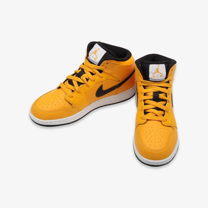 Air Jordan 1 Mid 'University Gold' (2019) (GS) [554725-700] Athletic Basketball Sports Sneakers in University Gold / Black - White for Unisex Youth Kids Junior Boys Girls - AVBL MRKT (4)