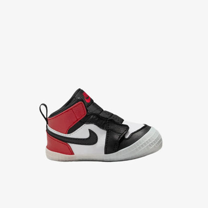Air Jordan 1 'Reimagined Black Toe' (2025) (Crib Bootie) [HJ9289-061] Athletic Basketball Sports Sneakers in White / Varsity Red - Black for Unisex Baby Infant Newborn Toddler - AVBL MRKT (4)