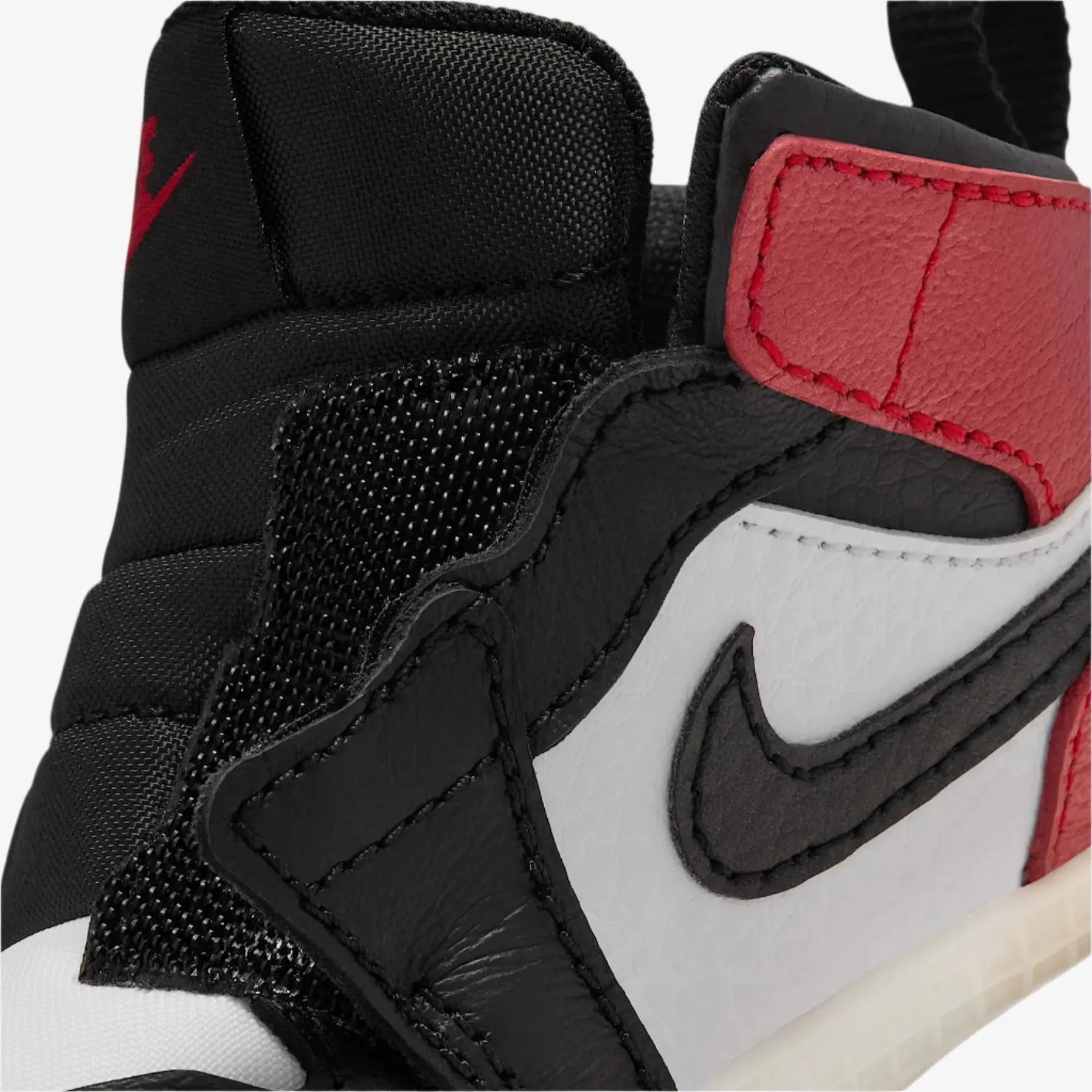 Air Jordan 1 'Reimagined Black Toe' (2025) (Crib Bootie) [HJ9289-061] Athletic Basketball Sports Sneakers in White / Varsity Red - Black for Unisex Baby Infant Newborn Toddler - AVBL MRKT (7)