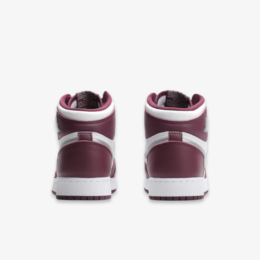 Air Jordan 1 Retro High OG 'Bordeaux' (2021) (GS) [575441-611] Athletic Basketball Sports Sneakers in Bordeaux / Metallic Silver - White for Unisex Youth Kids Junior Boys Girls - AVBL MRKT (6)