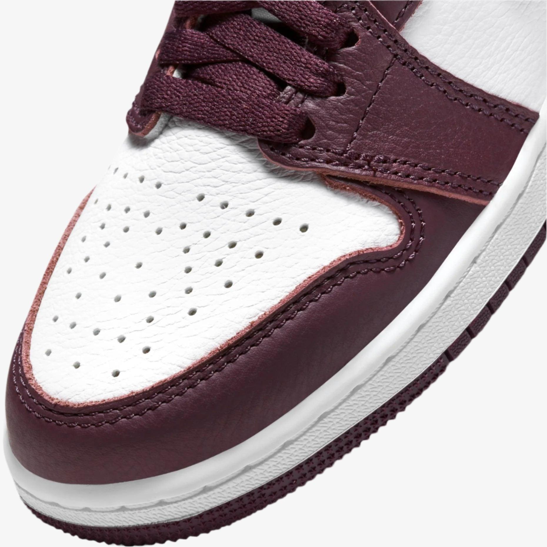 Air Jordan 1 Retro High OG 'Bordeaux' (2021) (GS) [575441-611] Athletic Basketball Sports Sneakers in Bordeaux / Metallic Silver - White for Unisex Youth Kids Junior Boys Girls - AVBL MRKT (7)