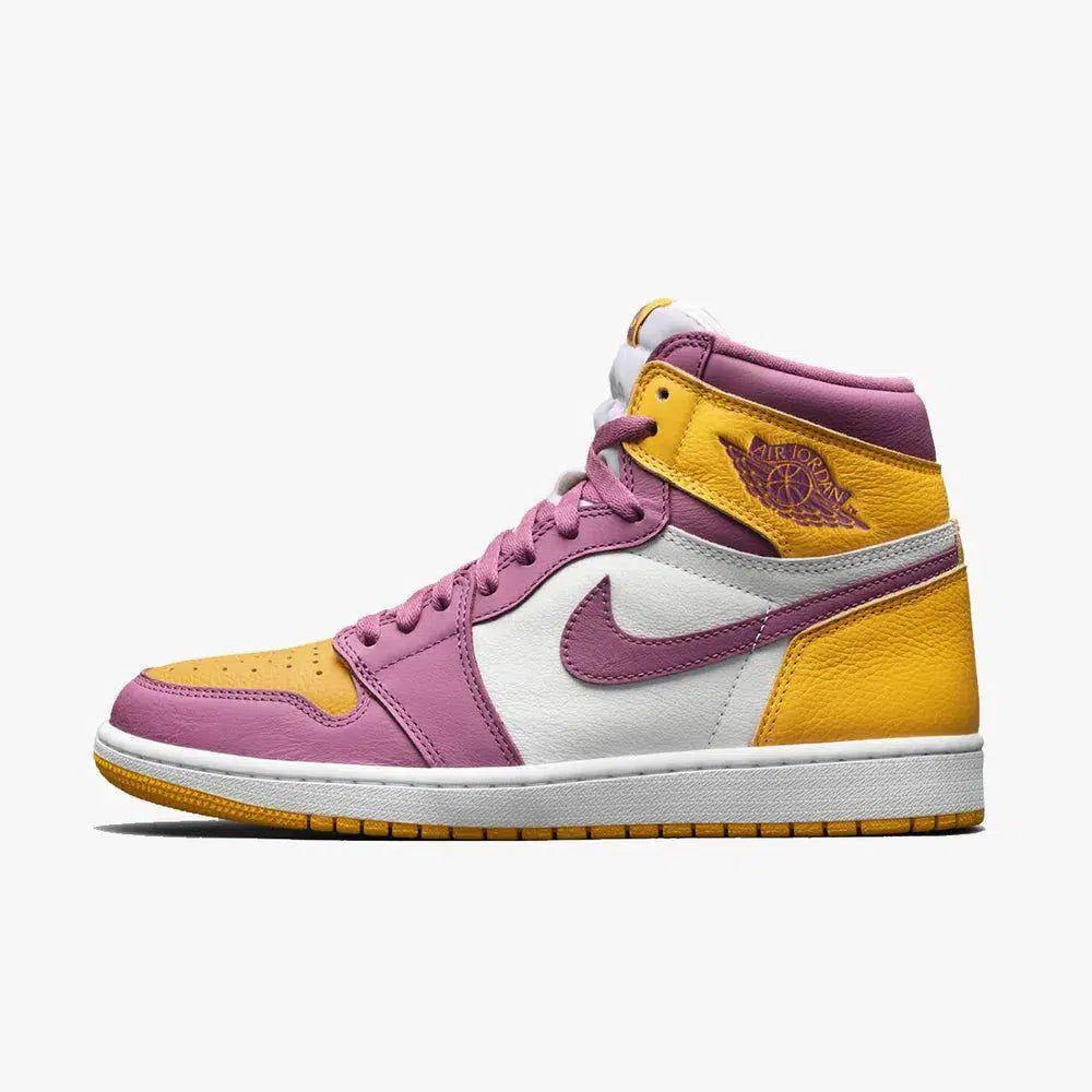 Air Jordan 1 Retro High OG 'Brotherhood' (2022) [555088-706] Athletic Basketball Sports Sneakers in University Gold / Light Bordeaux - White for Unisex Adult Mens - AVBL MRKT (2)