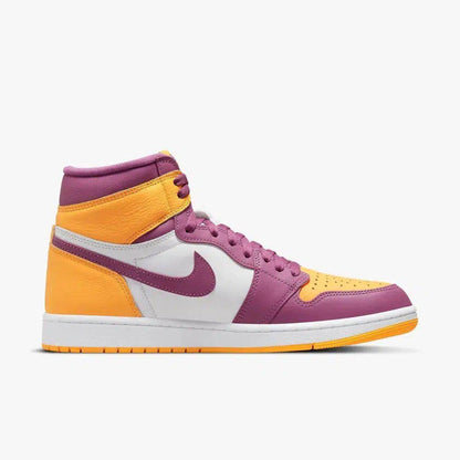 Air Jordan 1 Retro High OG 'Brotherhood' (2022) [555088-706] Athletic Basketball Sports Sneakers in University Gold / Light Bordeaux - White for Unisex Adult Mens - AVBL MRKT (4)
