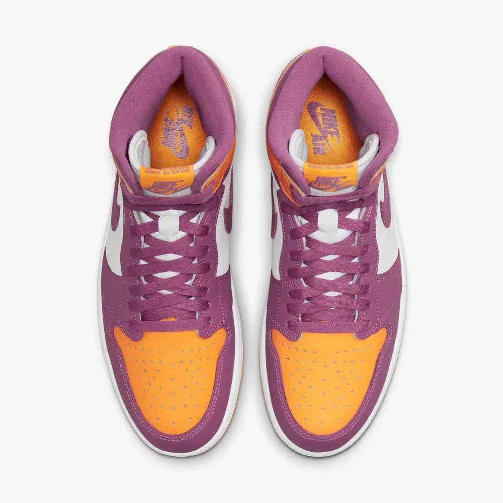 Air Jordan 1 Retro High OG 'Brotherhood' (2022) [555088-706] Athletic Basketball Sports Sneakers in University Gold / Light Bordeaux - White for Unisex Adult Mens - AVBL MRKT (5)