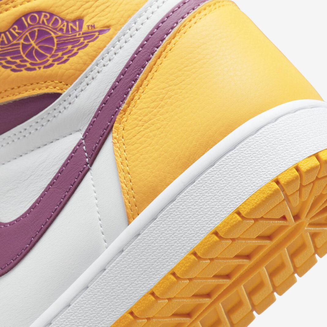 Air Jordan 1 Retro High OG 'Brotherhood' (2022) [555088-706] Athletic Basketball Sports Sneakers in University Gold / Light Bordeaux - White for Unisex Adult Mens - AVBL MRKT (8)