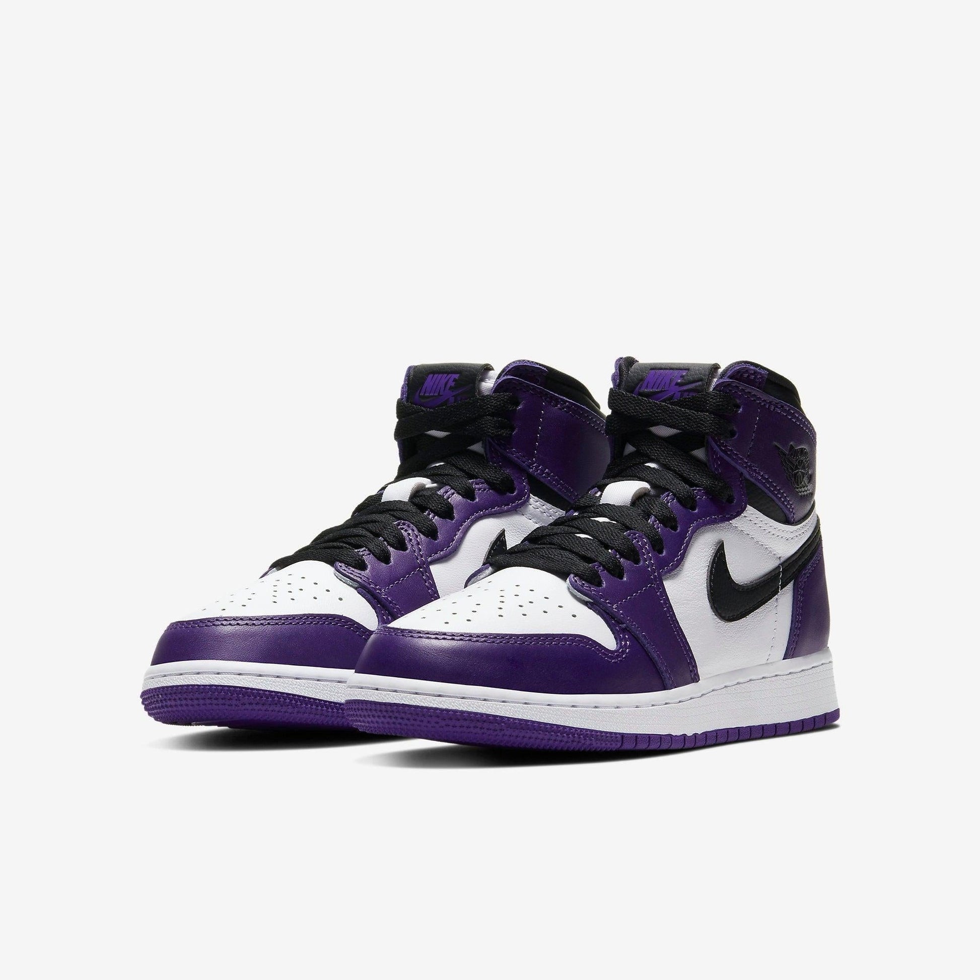 Air Jordan 1 Retro High OG 'Court Purple 2.0' (2020) (GS) [575441-500] Athletic Basketball Sports Sneakers in Court Purple / Black - White for Unisex Youth Kids Junior Boys Girls - AVBL MRKT (1)