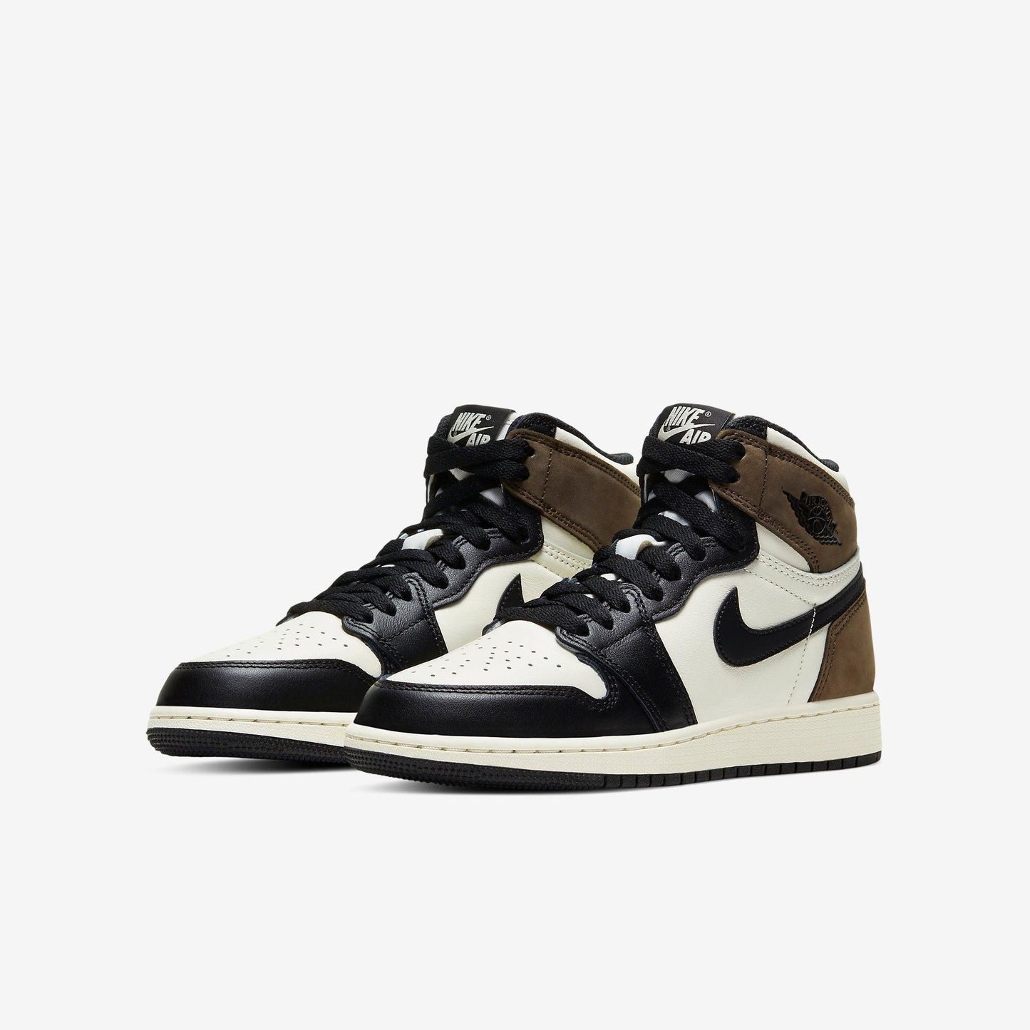 Air Jordan 1 Retro High OG 'Dark Mocha' (2020) (GS) [575441-105] Athletic Basketball Sports Sneakers in Sail / Black - Dark Mocha for Unisex Youth Kids Junior Boys Girls - AVBL MRKT (1)