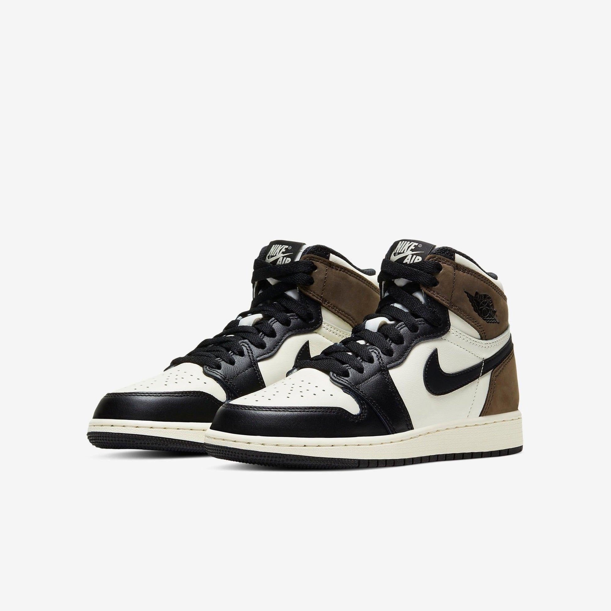 Air Jordan 1 Retro High OG 'Dark Mocha' (2020) (GS) [575441-105] Athletic Basketball Sports Sneakers in Sail / Black - Dark Mocha for Unisex Youth Kids Junior Boys Girls - AVBL MRKT (1)