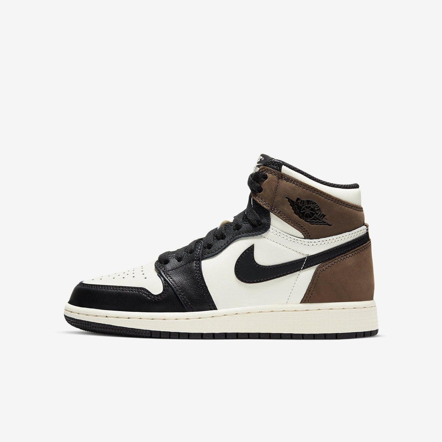 Air Jordan 1 Retro High OG 'Dark Mocha' (2020) (GS) [575441-105] Athletic Basketball Sports Sneakers in Sail / Black - Dark Mocha for Unisex Youth Kids Junior Boys Girls - AVBL MRKT (2)