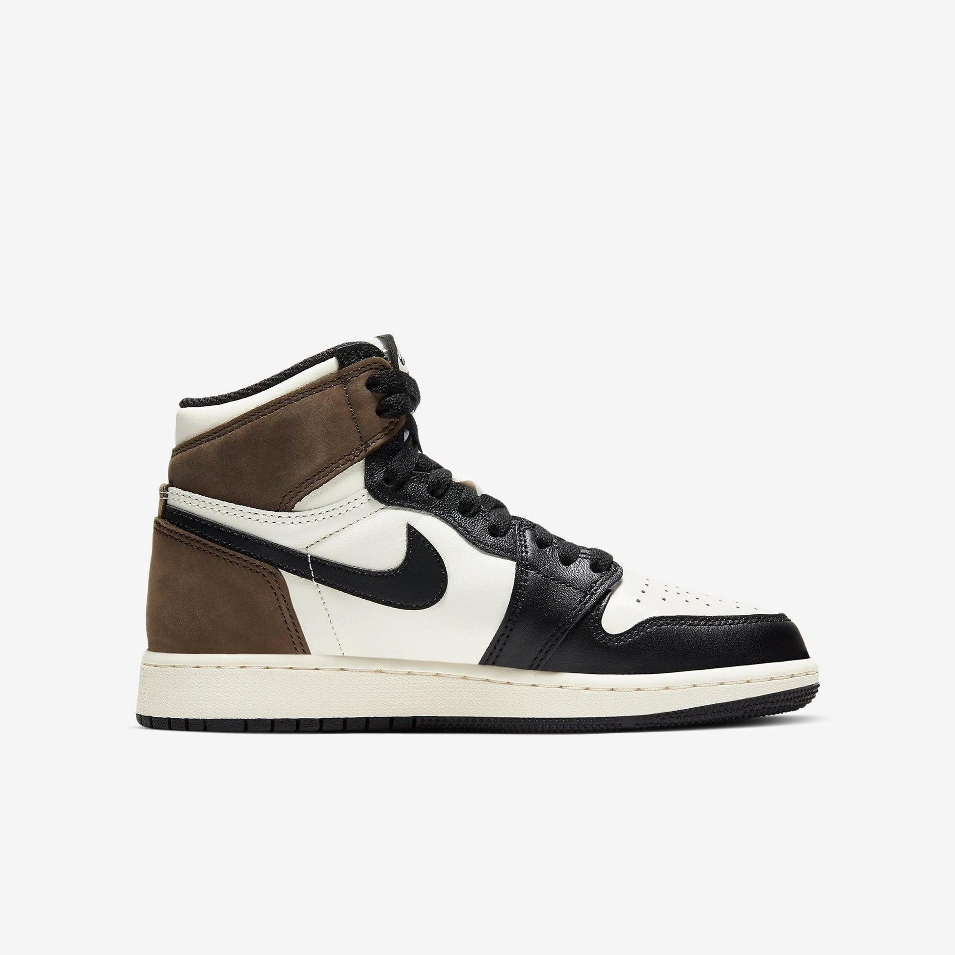Air Jordan 1 Retro High OG 'Dark Mocha' (2020) (GS) [575441-105] Athletic Basketball Sports Sneakers in Sail / Black - Dark Mocha for Unisex Youth Kids Junior Boys Girls - AVBL MRKT (4)