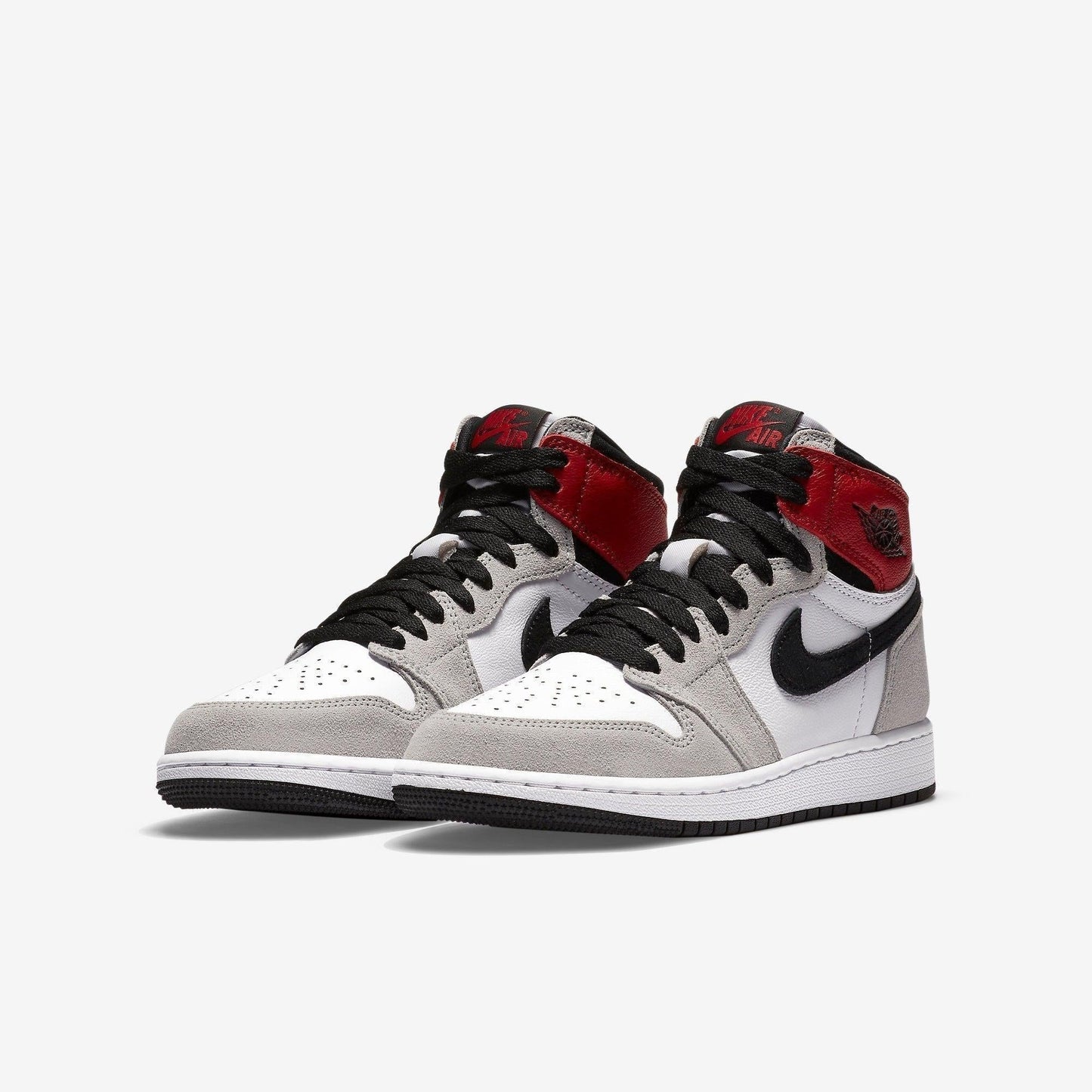 Air Jordan 1 Retro High OG 'Light Smoke Grey' (2020) (GS) [575441-126] Athletic Basketball Sports Sneakers in White / Black - Light Smoke Grey for Unisex Youth Kids Junior Boys Girls - AVBL MRKT (1)
