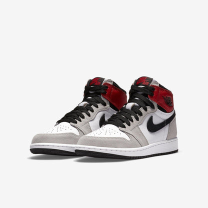 Air Jordan 1 Retro High OG 'Light Smoke Grey' (2020) (GS) [575441-126] Athletic Basketball Sports Sneakers in White / Black - Light Smoke Grey for Unisex Youth Kids Junior Boys Girls - AVBL MRKT (1)