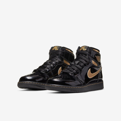 Air Jordan 1 Retro High OG 'Metallic Gold' (2020) (GS) [575441-032] Athletic Basketball Sports Sneakers in Black / Metallic Gold for Unisex Youth Kids Junior Boys Girls - AVBL MRKT (1)