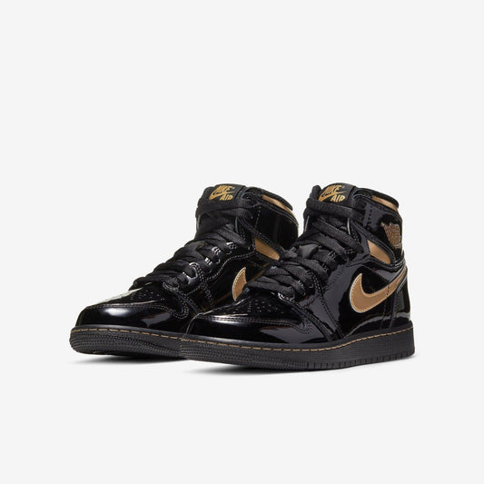 Air Jordan 1 Retro High OG 'Metallic Gold' (2020) (GS) [575441-032] Athletic Basketball Sports Sneakers in Black / Metallic Gold for Unisex Youth Kids Junior Boys Girls - AVBL MRKT (1)