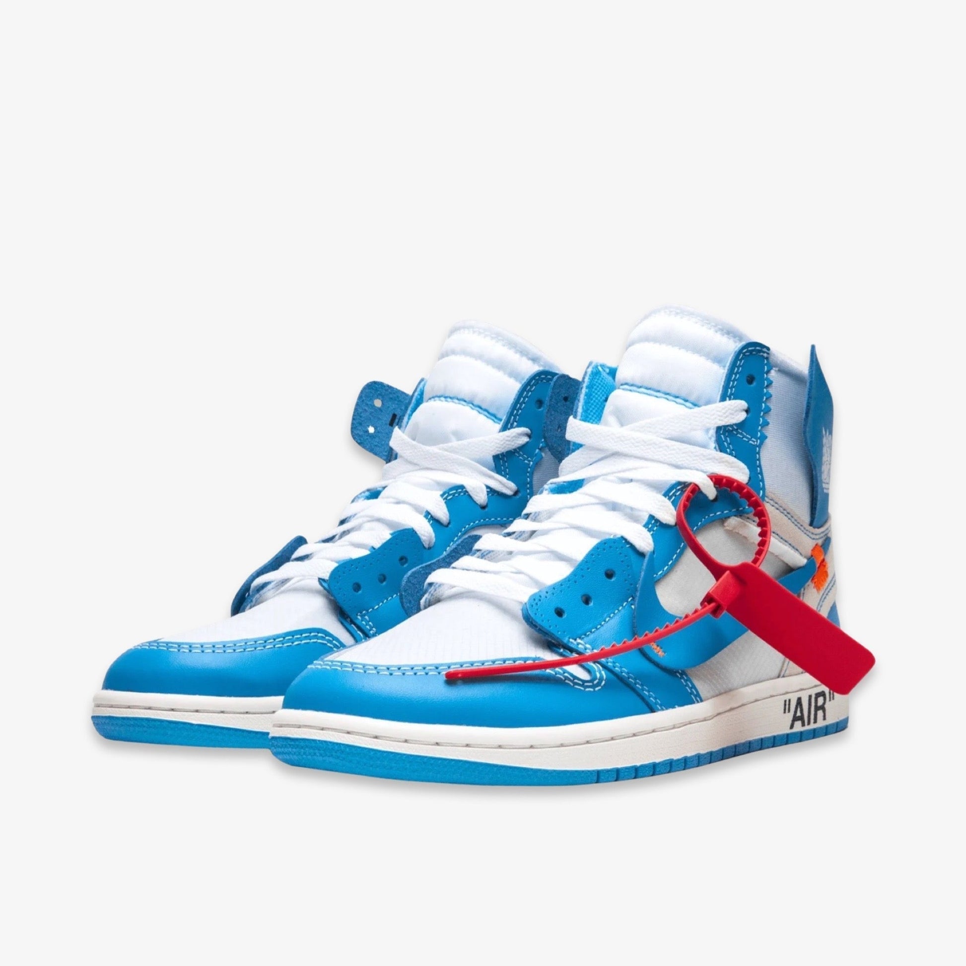 Air Jordan 1 Retro High OG NRG x Off-White 'UNC' (2018) [AQ0818-148] Athletic Basketball Sports Sneakers in White / Dark Powder Blue - Cone for Unisex Adult Mens - AVBL MRKT (1)
